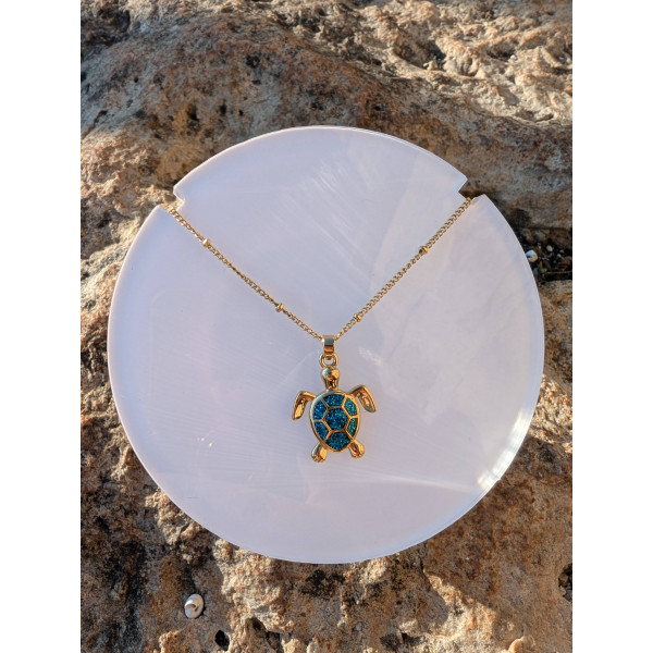 Collier "Tortue Bleue" en acier inoxydable
