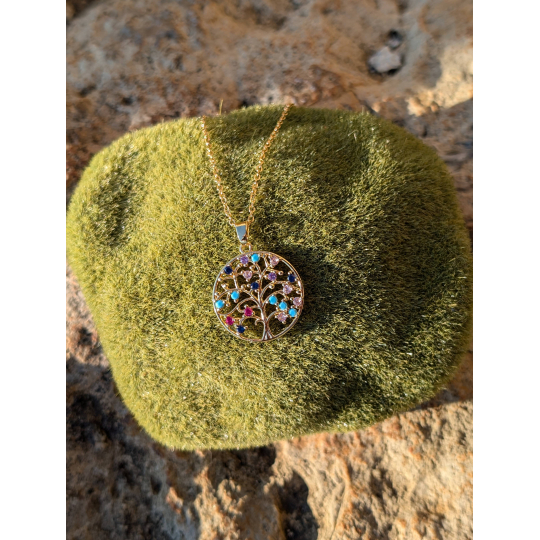 Collier "Arbre de vie Multicolore" en acier inoxydable