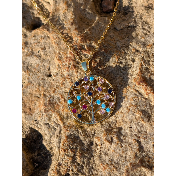 Collier "Arbre de vie Multicolore" en acier inoxydable
