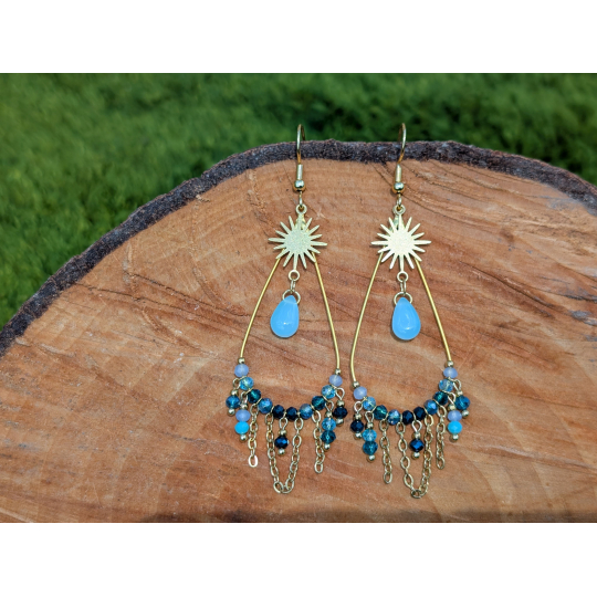 Boucles d'oreilles BOHEMIA by CREAREVE "Une goutte d'esprit Bohême" version soleil