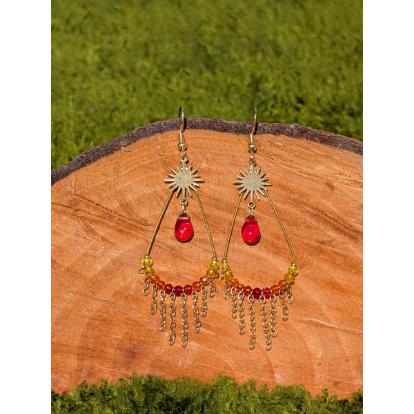 Boucles d'oreilles BOHEMIA by CREAREVE "Une goutte d'esprit Bohême" version soleil