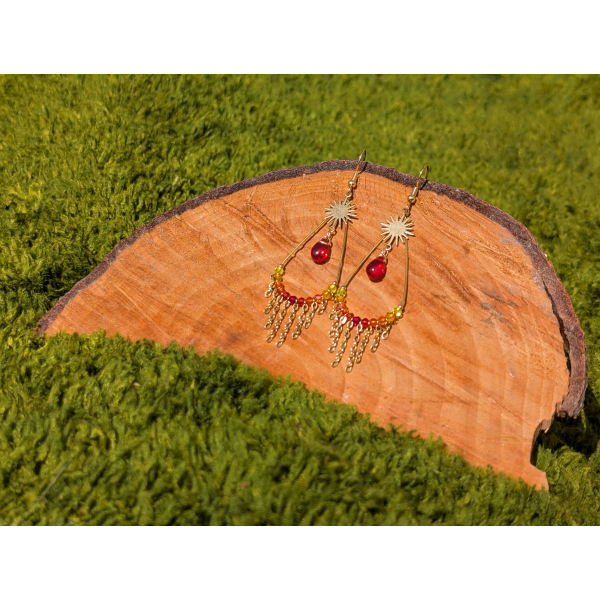 Boucles d'oreilles BOHEMIA by CREAREVE "Une goutte d'esprit Bohême" version soleil