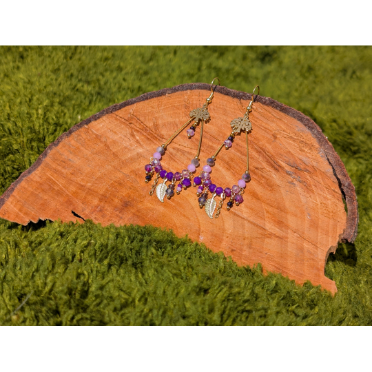 Boucles d'oreilles BOHEMIA by CREAREVE "Une goutte d'esprit Bohême" version arbre de vie
