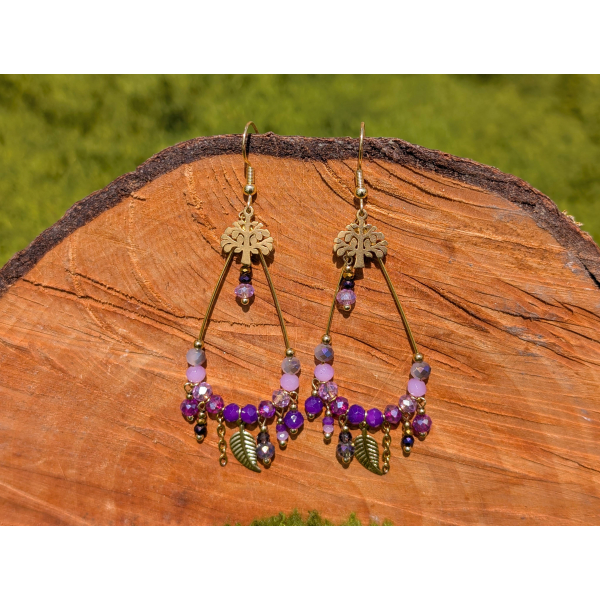 Boucles d'oreilles BOHEMIA by CREAREVE "Une goutte d'esprit Bohême" version arbre de vie